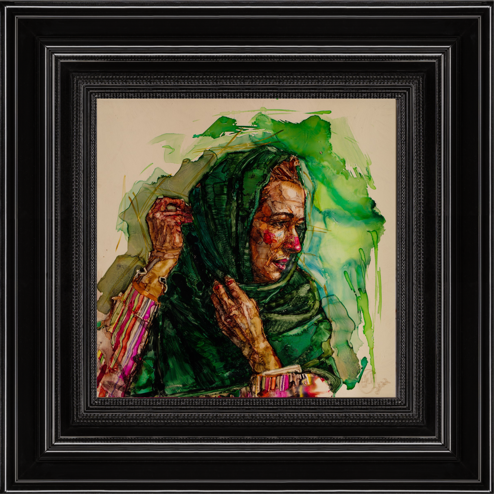 Woman with green headscraf