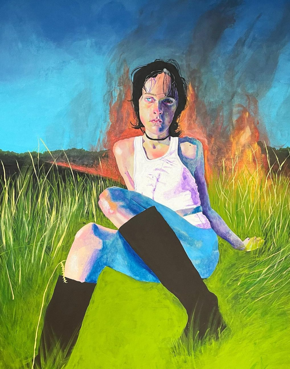 “Burnt Flesh Never Heals”. Acrylic. 48x72in