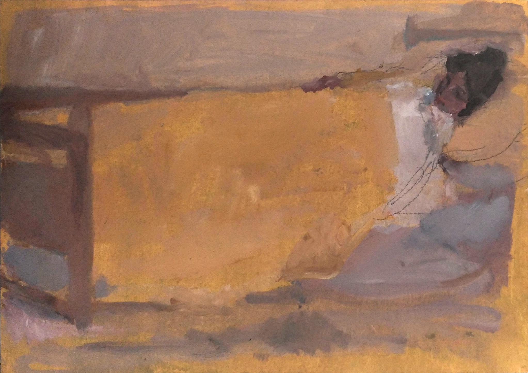 Lou dans le lit jaune, 21x30 cm (1)